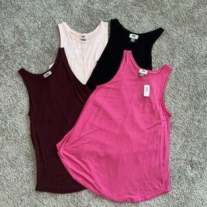 Old Navy Luxe high neck swing tank. Black, pink, light pink, magenta. 100% rayon